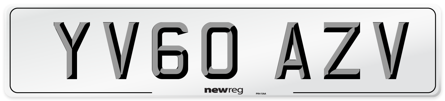 YV60 AZV Number Plate from New Reg